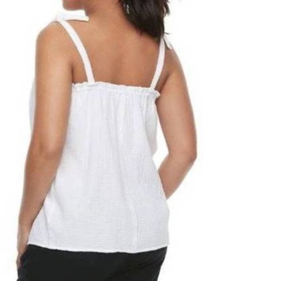 Maternity Camisole White Medium Tank Top Scoop Neck Cotton Flow Hem Cami Aglow - Picture 2 of 5